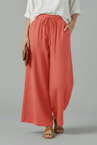 Wide Leg Trousers Women Drawstring – Loose Culotte Pants