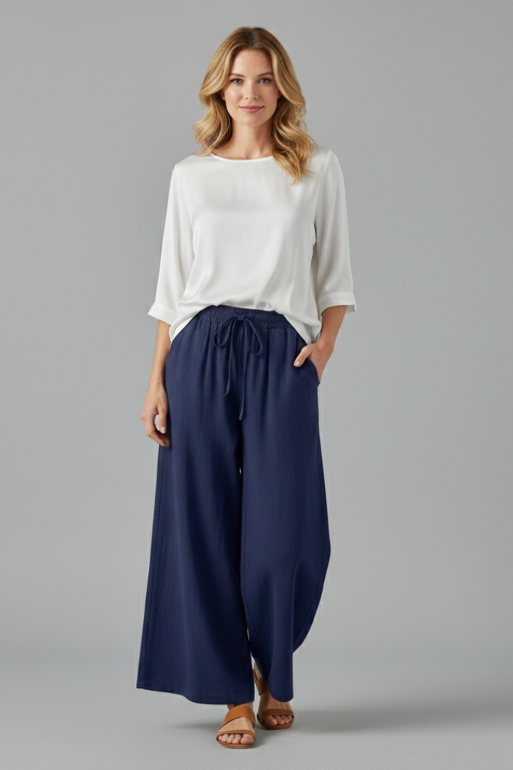 Wide Leg Trousers Women Drawstring – Loose Culotte Pants