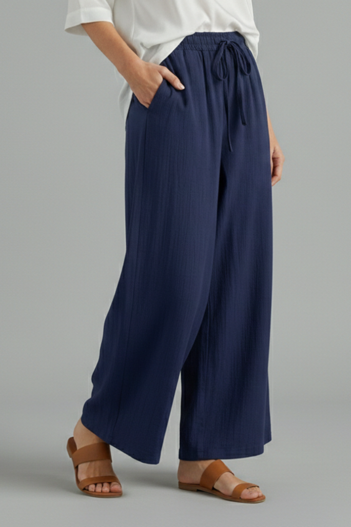 Wide Leg Trousers Women Drawstring – Loose Culotte Pants