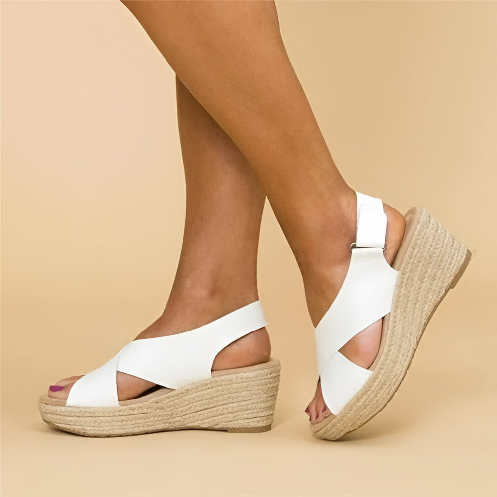 Women's Wedge Espadrille Sandals – Ankle Strap, Open Toe