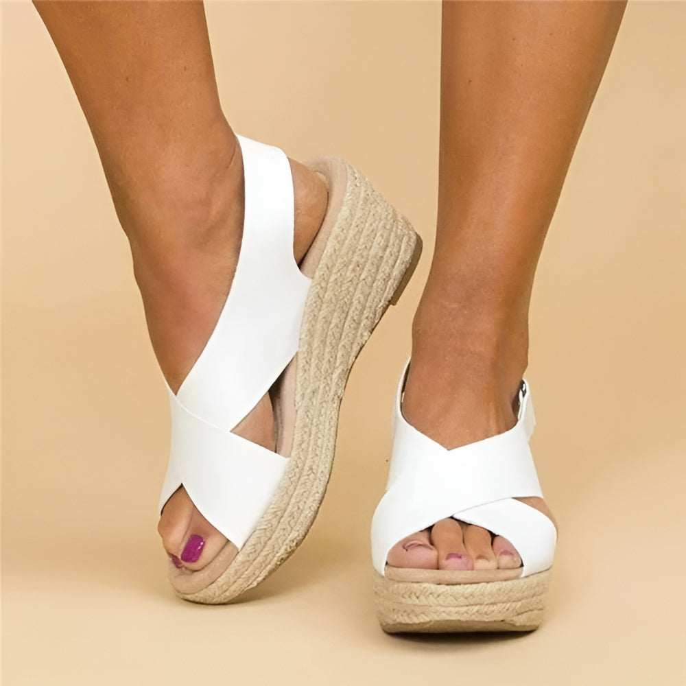 Women's Wedge Espadrille Sandals – Ankle Strap, Open Toe