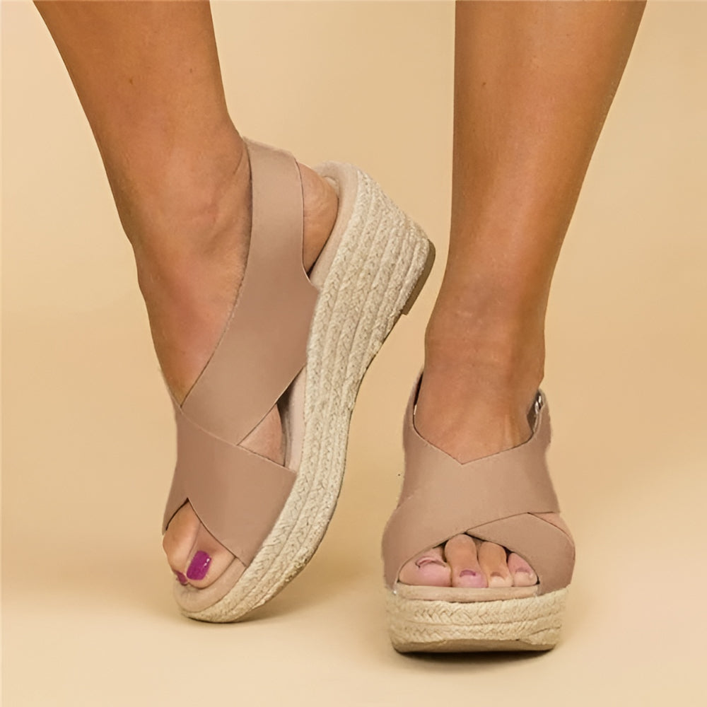 Women's Wedge Espadrille Sandals – Ankle Strap, Open Toe