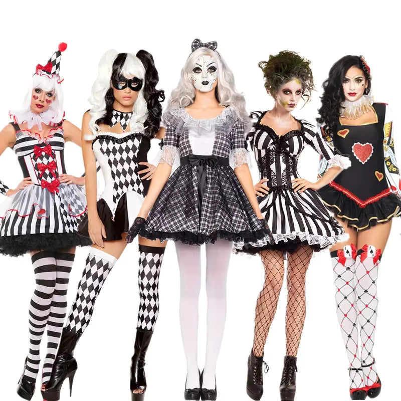Klovn Kostume Dame – Cirkus Kjole til Halloween og Fest