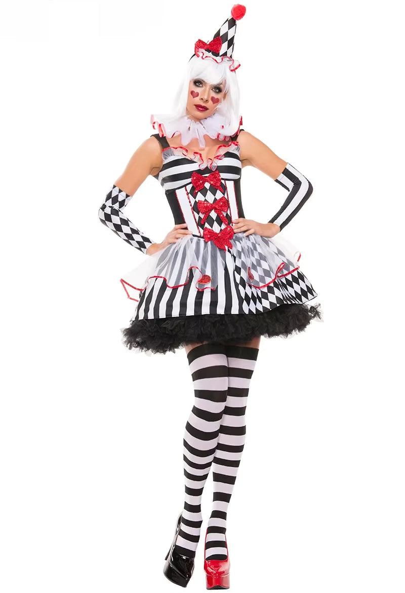 Klovn Kostume Dame – Cirkus Kjole til Halloween og Fest