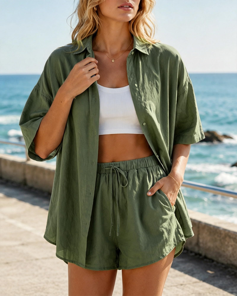 Cotton Set Women 2-Piece – Top & Shorts for Summer
