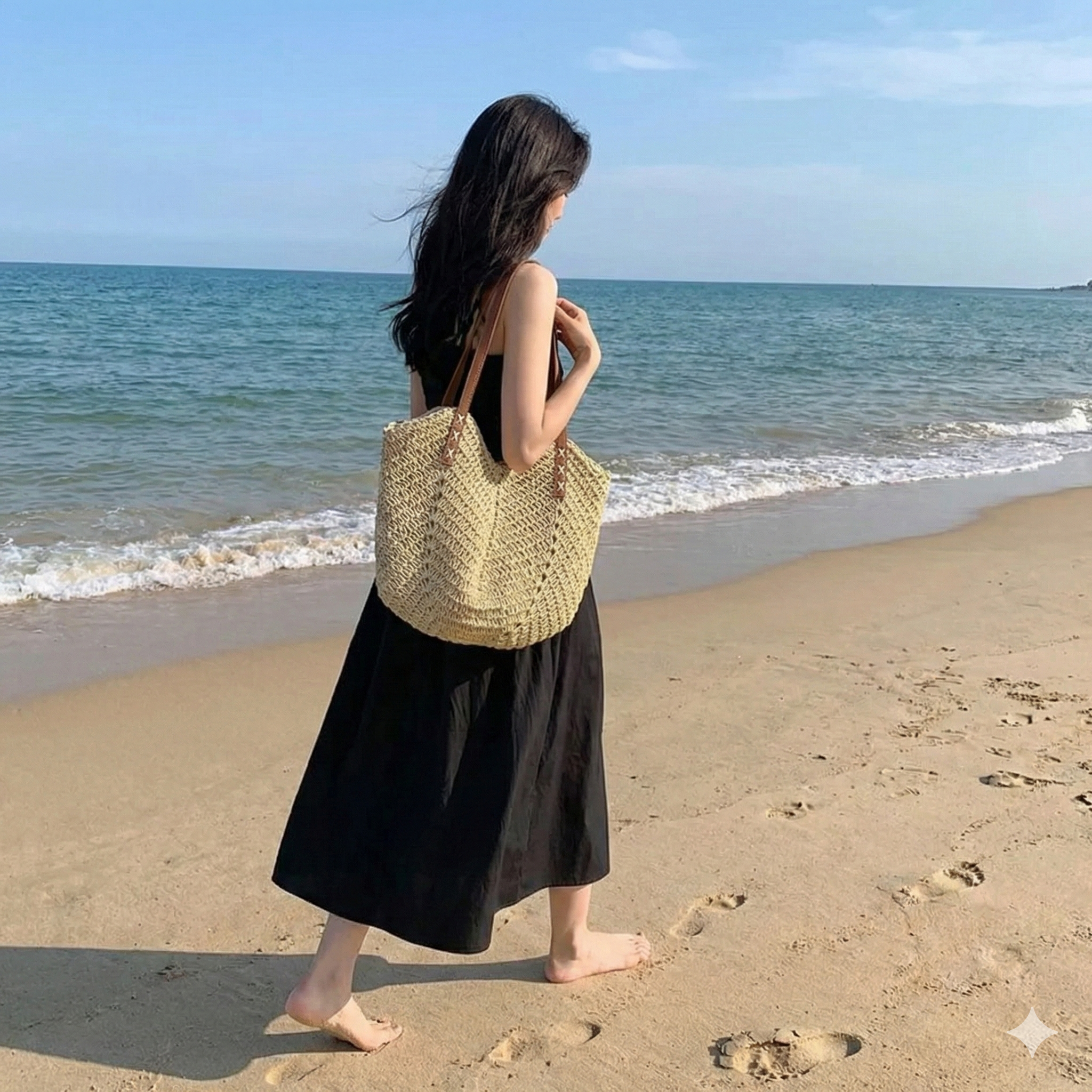 Pleciona Torba Shopper Damska – Miękka Torba Plażowa na Ramię