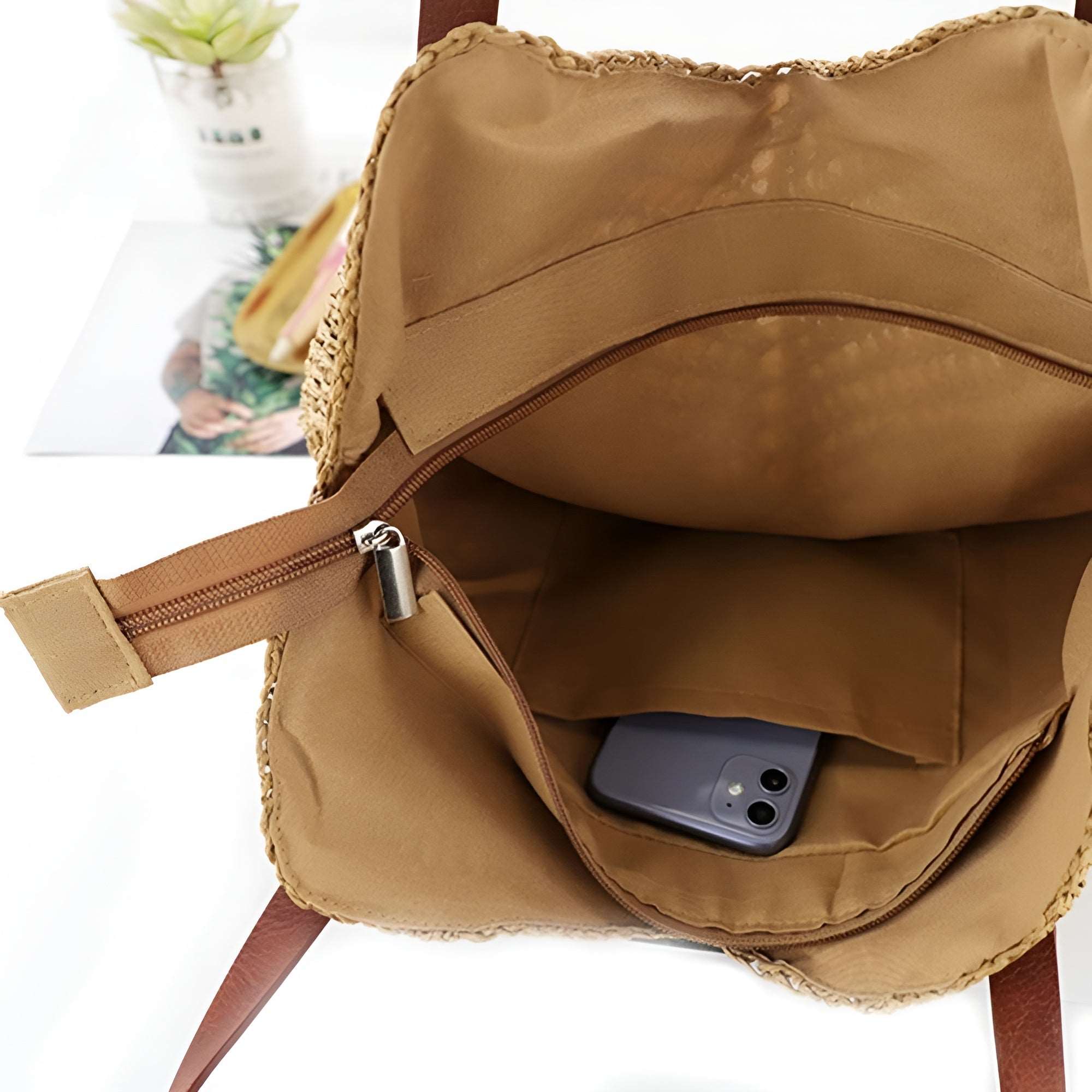 Pleciona Torba Shopper Damska – Miękka Torba Plażowa na Ramię
