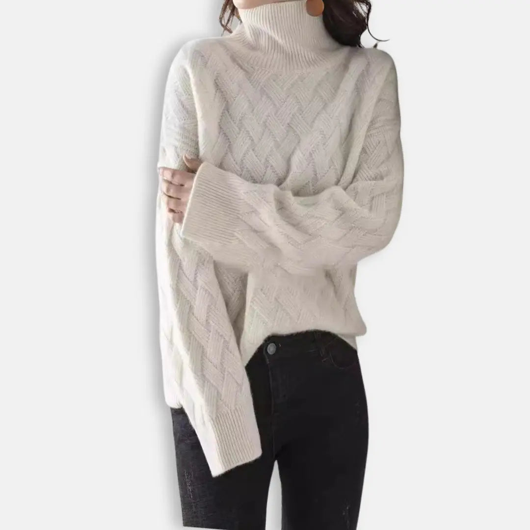 Sweater Dame – Ribstrikket Rullekrave i Oversized Design – Varm Komfort til Kolde Dage