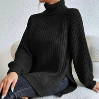 Chunky Rullekrave Sweater Dame – Oversized Longline Strik
