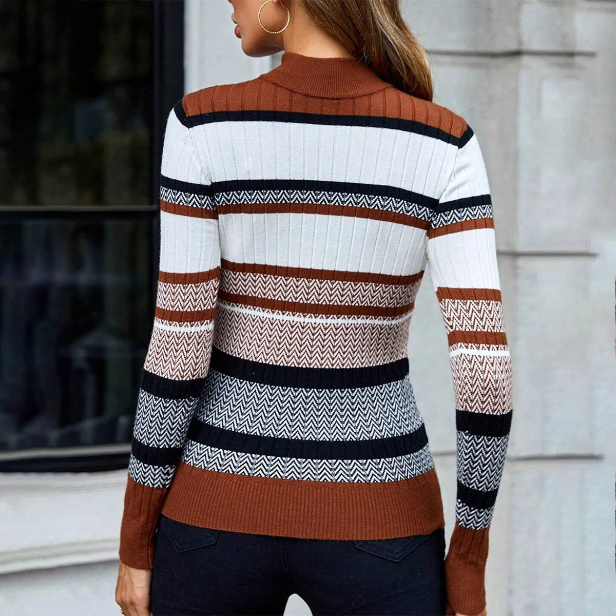 Sweater Dame – Ribstrik med Slank Pasform – Behagelig Komfort til Daglig Brug 4