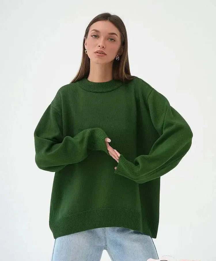 Sweater Dame – Oversize Crewneck med Afslappet Pasform – Varm Komfort Til Hverdagsbrug