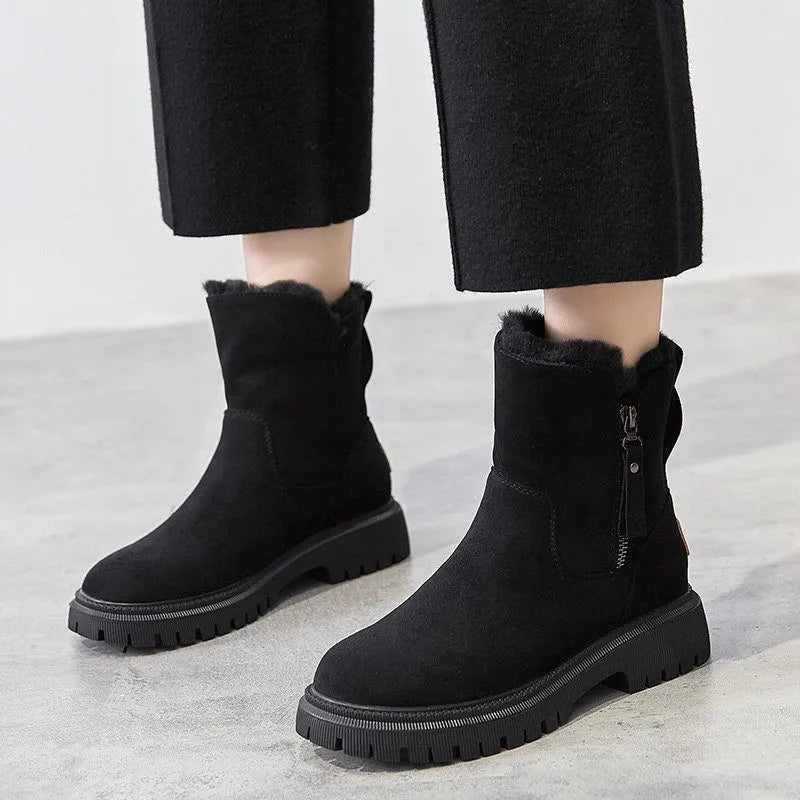 Women's Winter Boots – Faux Fur Lined, Stretch Slip-On