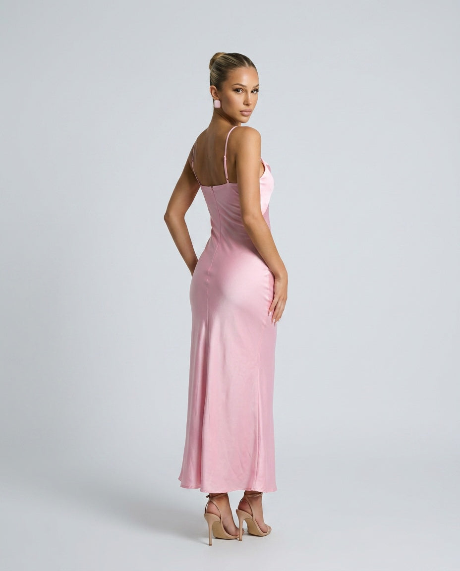 Satin Slip Maxikjole Dame – Stropper Festkjole