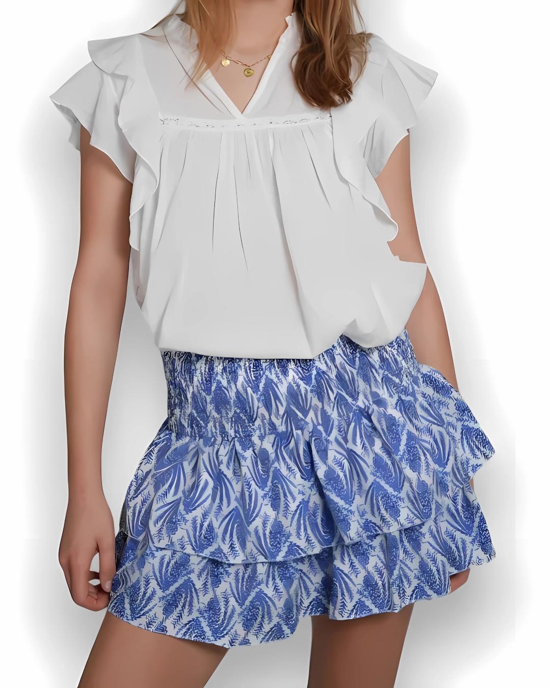 Kort Flæsenederdel med Smocktalje | Let og Åndbar Sommerstil til Komfortable Dage 5