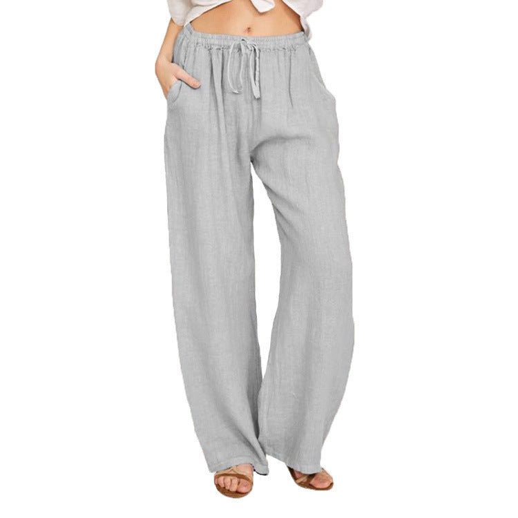 Linen Blend Pants Women – Wide Leg High Waist Linen Pants for Summer