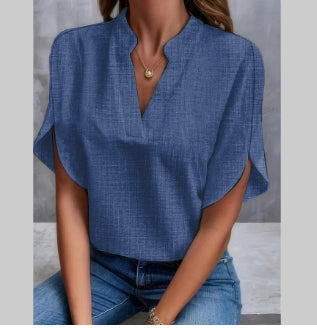 Chiffon Bluse Dame V-Hals – Let og Luftig