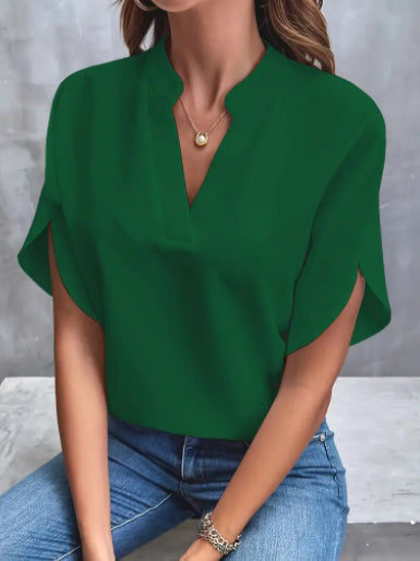Chiffon Bluse Dame V-Hals – Let og Luftig