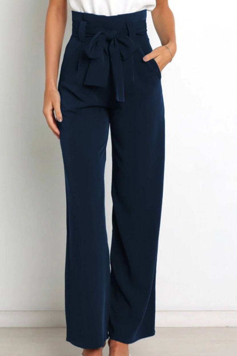 Paperbag Trousers Women – High-Waist Wide Leg with Tie Belt