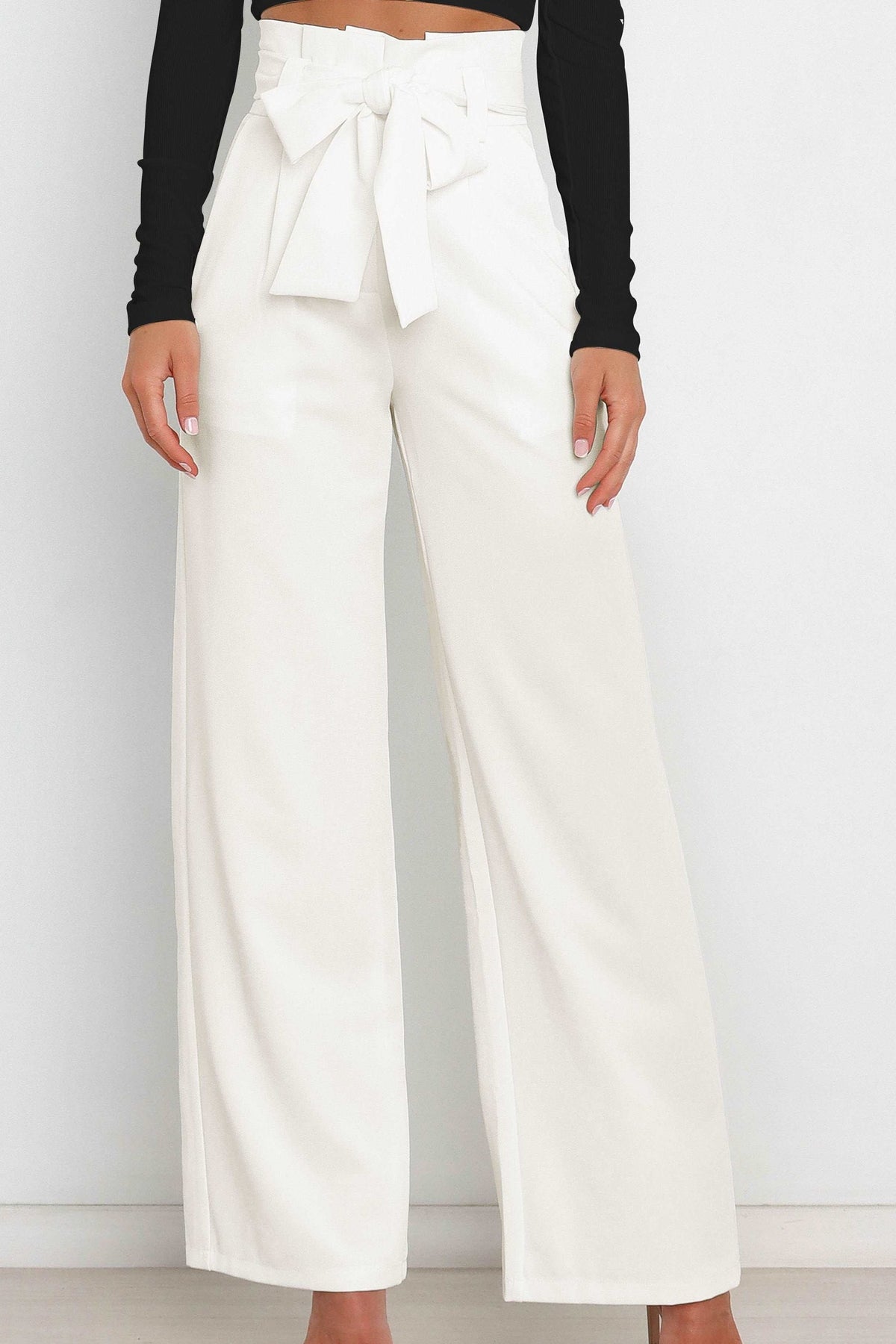 Paperbag Trousers Women – High-Waist Wide Leg with Tie Belt