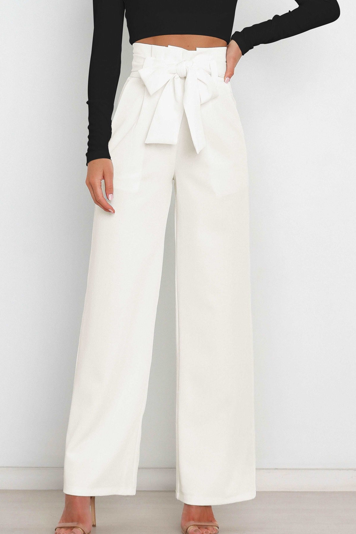 Paperbag Trousers Women – High-Waist Wide Leg with Tie Belt