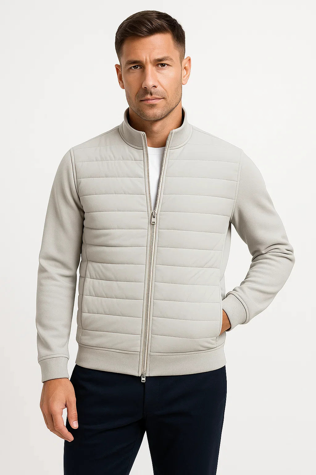 Emil | Hybrid Jacket for Men with Quilted Front and Knitted Sleeves
