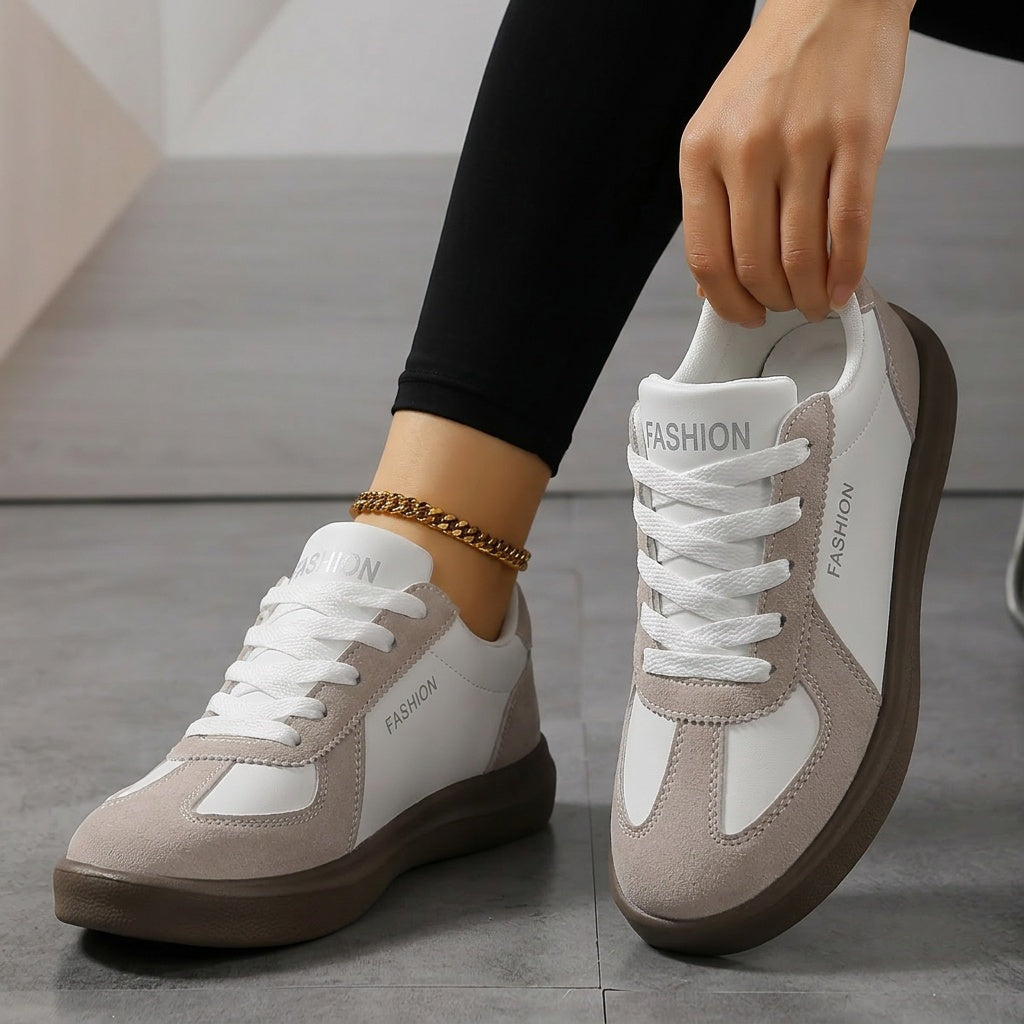 Sneakers Dame – Bløde Low-Top Snøresneakers med Rund Tå