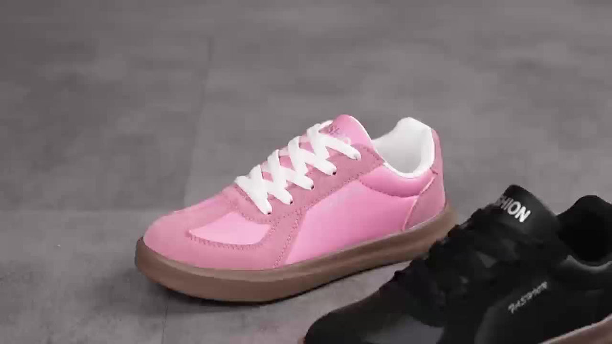 Sneakers Dame – Bløde Low-Top Snøresneakers med Rund Tå