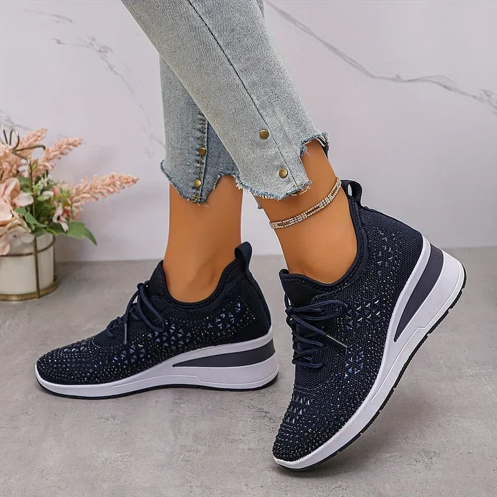 Platform Sneakers Dame Similisten – Snøre med Chunky Sål