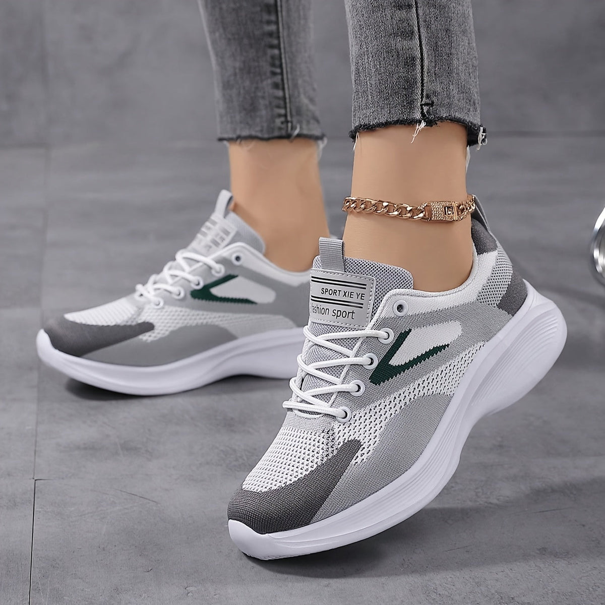 Sneakers Dame – Hvide Bløde Komfort Snøresneakers i Mesh