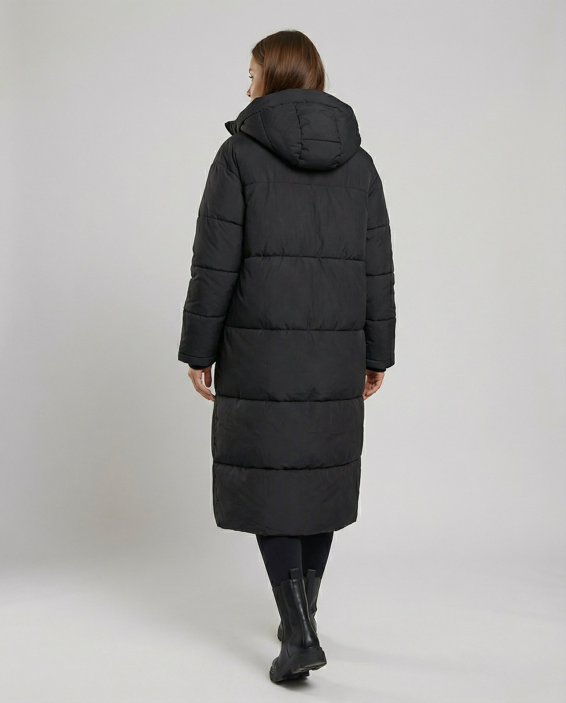 Women's Long Puffer Coat – Padded, Insulated, Maxi Length