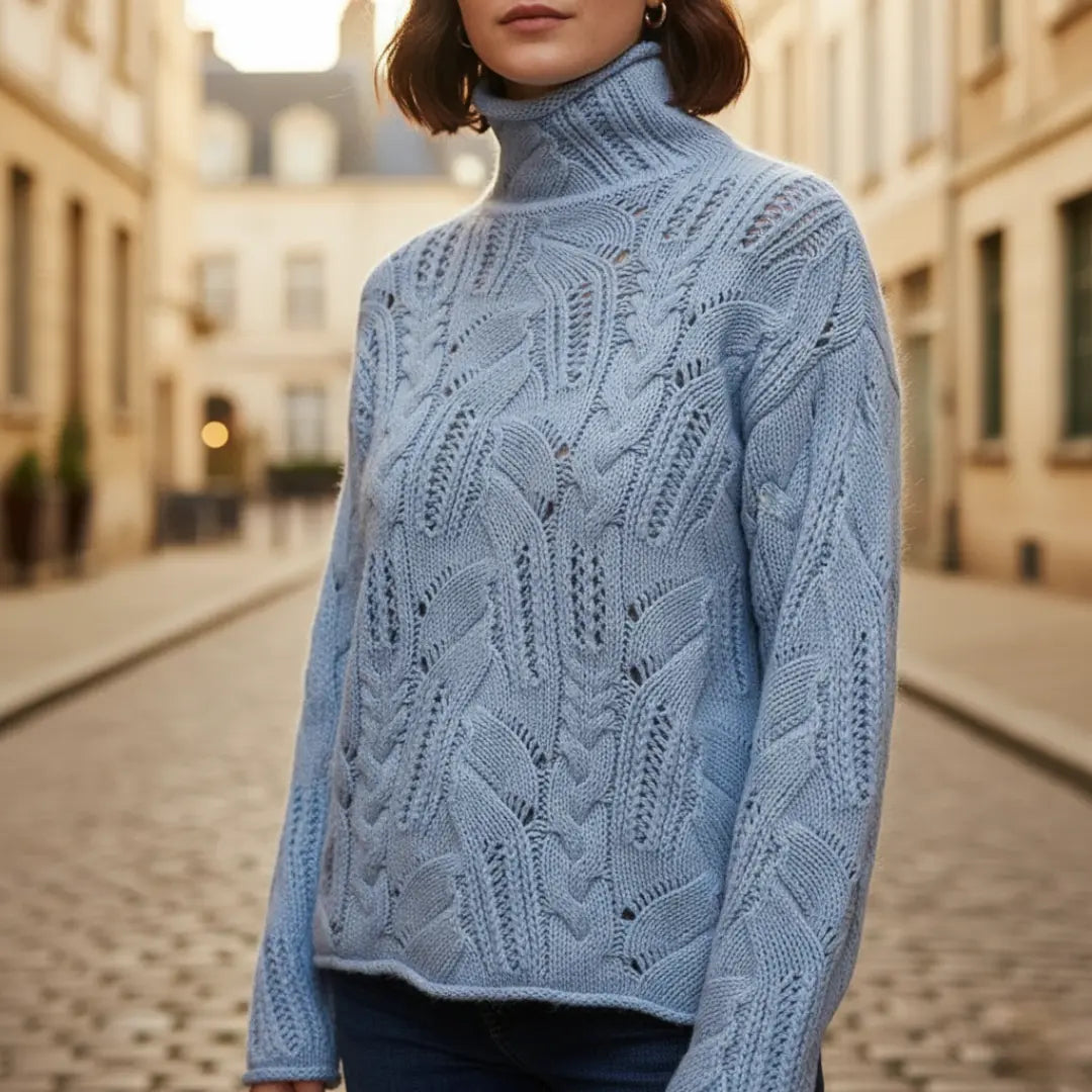 Laura | Sweater Dame – Polyesterstrik, Rullekrave & Blød Varm Komfort