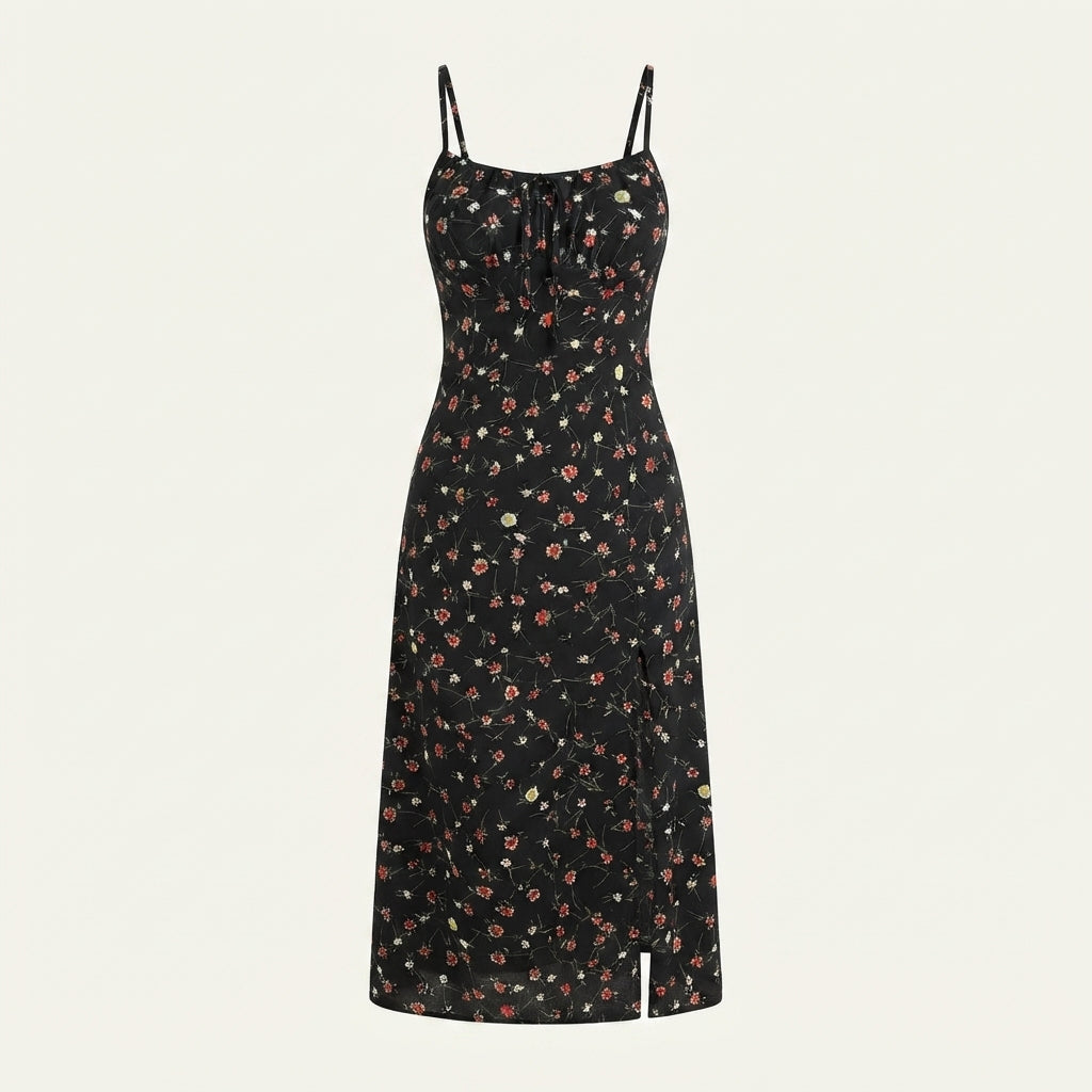 Blomstret Maxikjole Dame med Slids – Sommer