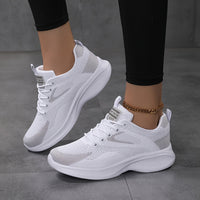 Sneakers Dame – Hvide Bløde Komfort Snøresneakers i Mesh