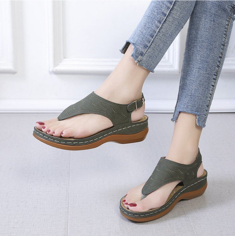 Leather Sandals Women Roman – Two-Tone Summer Sandals