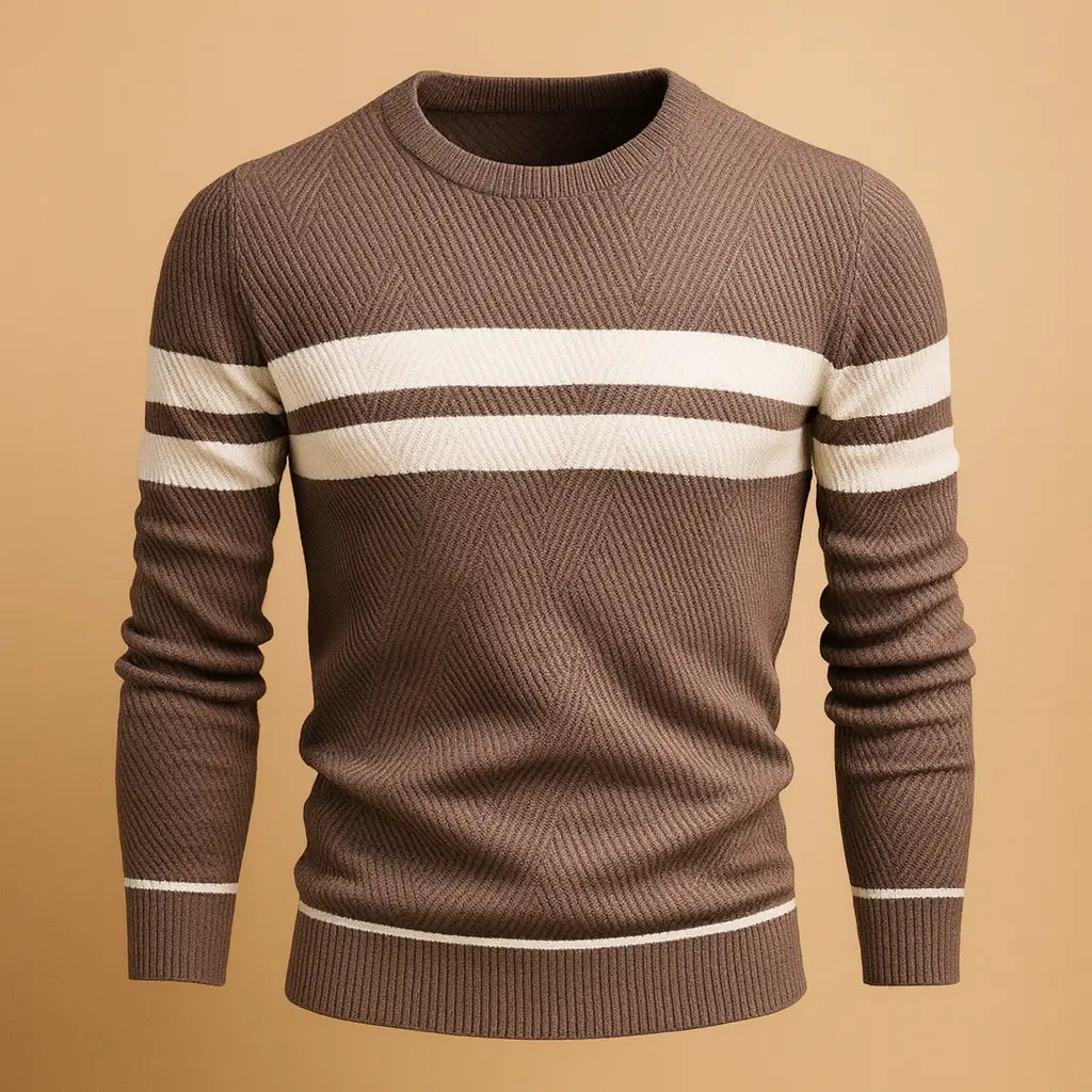 Sweater Herre – Rund Hals i Bomuldsstrik – Behagelig Pasform til Daglig Brug