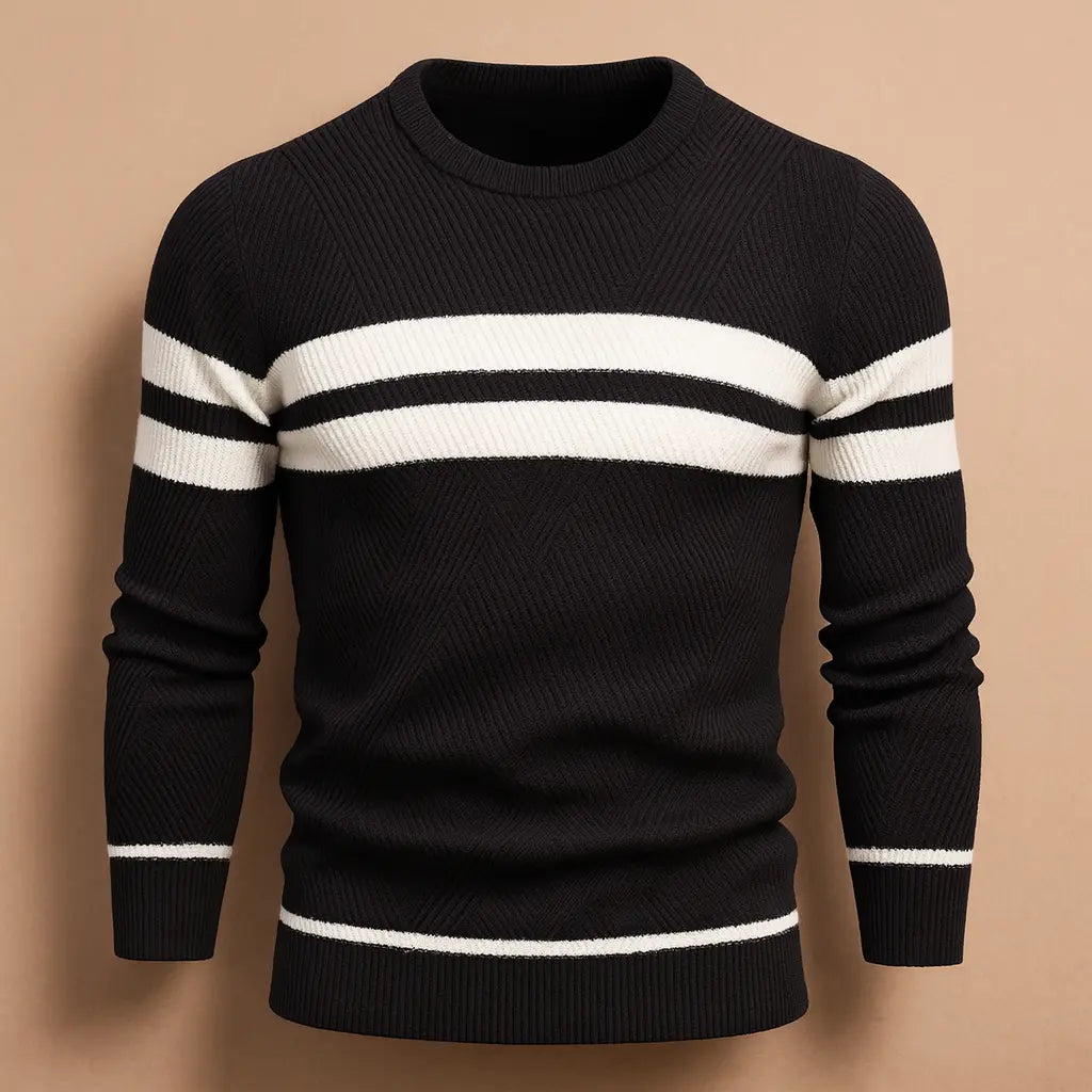Sweater Herre – Rund Hals i Bomuldsstrik – Behagelig Pasform til Daglig Brug