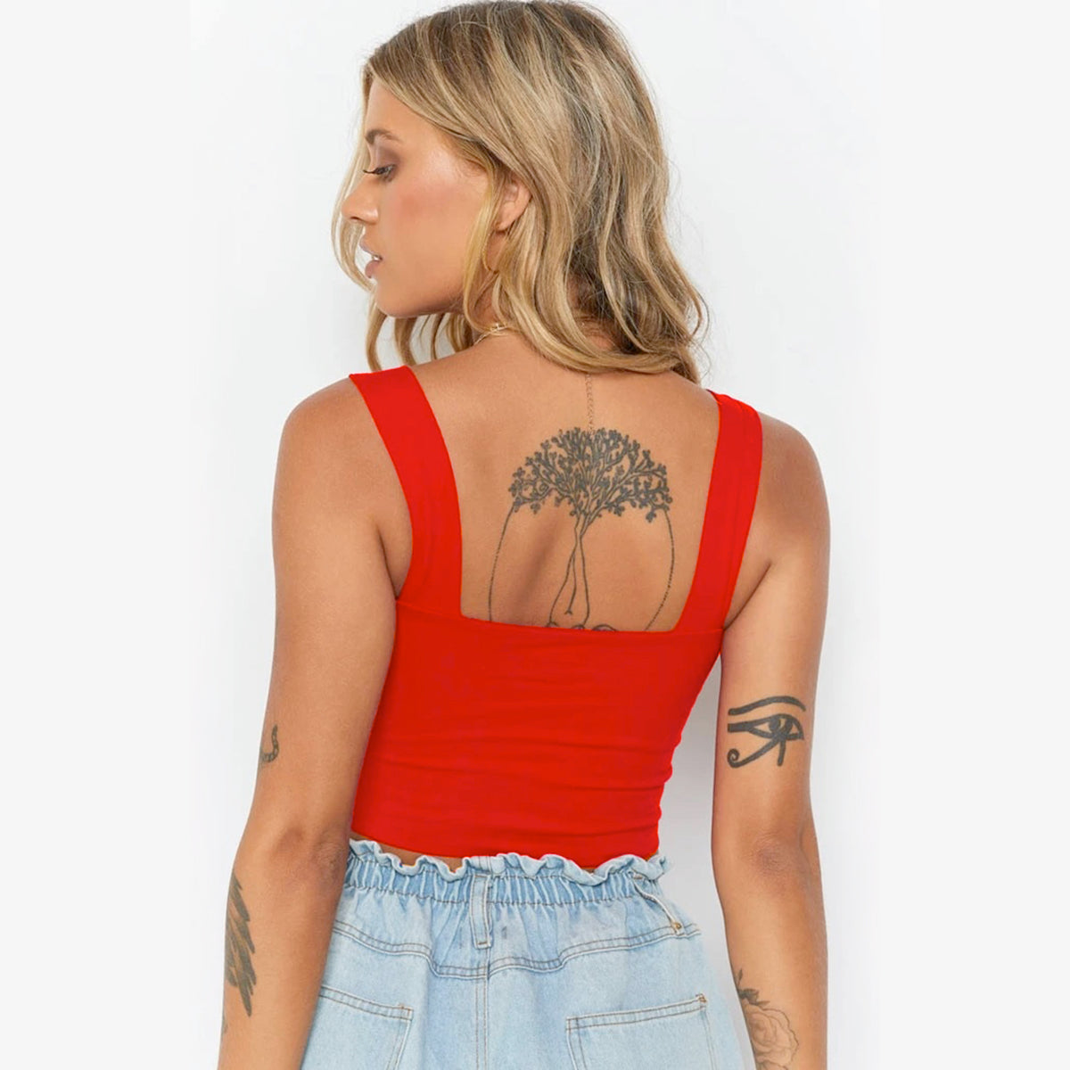 Square Neck Crop Top Women Sleeveless – Cropped Summer Top