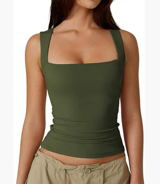 Camisole Top Dame Firkantet Hals – Slim Ærmeløs Tanktop