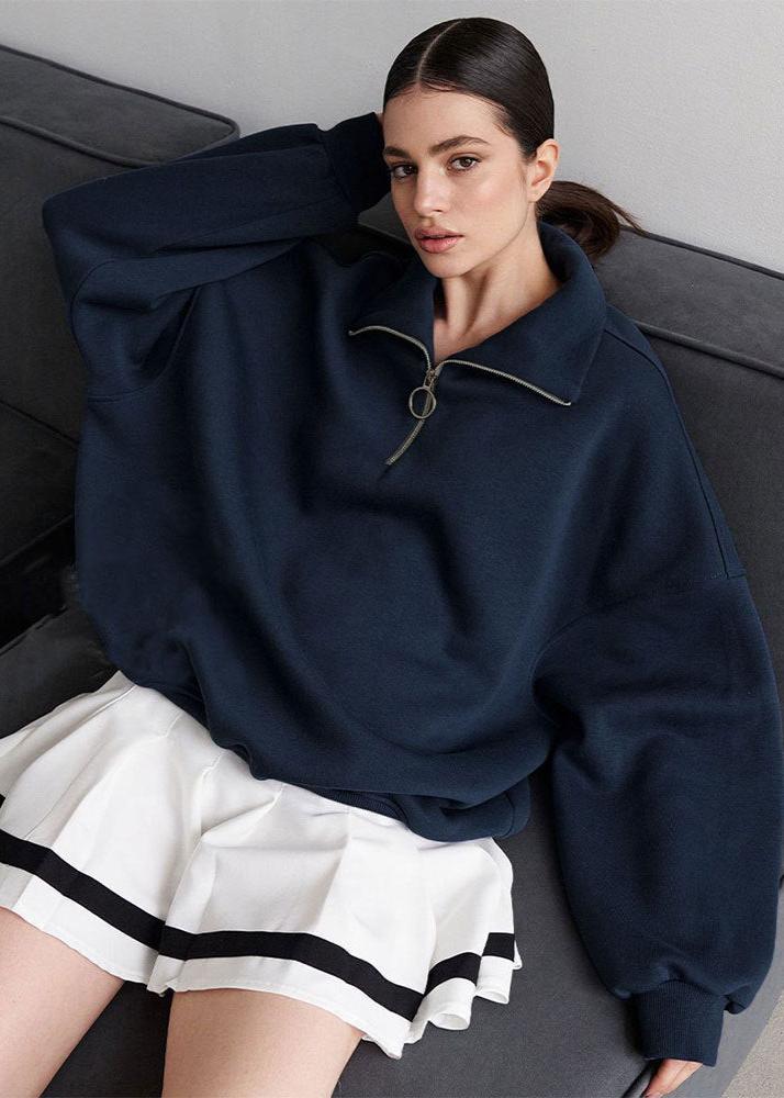 Damski Sweter Oversize z Krótkim Zamkiem – Sportowy, Luźny