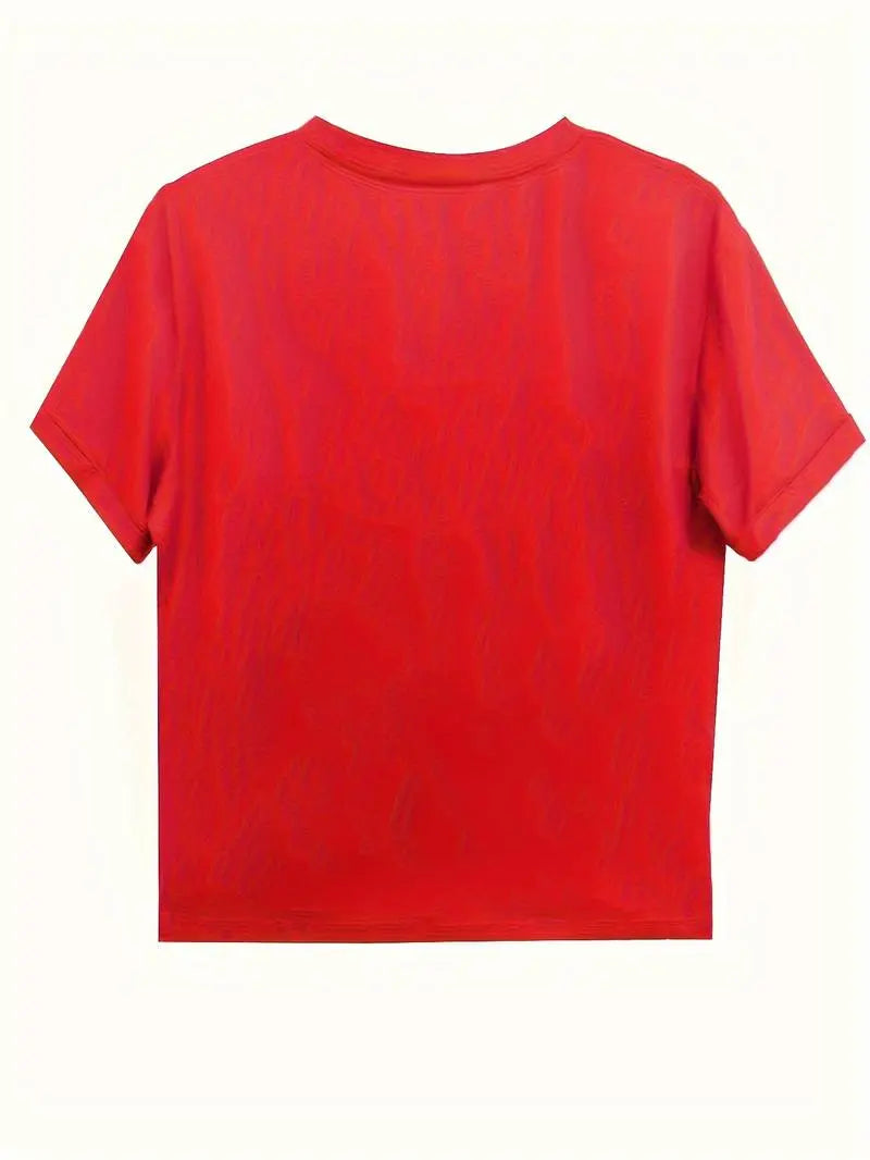 Selma T-shirt Dame med Hjerteprint – Løs Pasform i Bomuld  Panorla