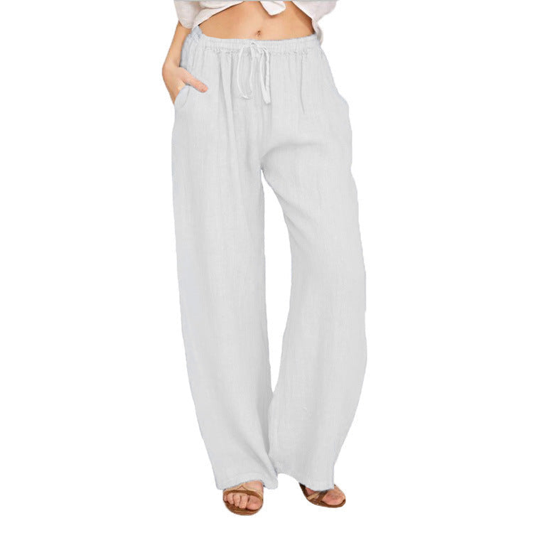 Linen Blend Pants Women – Wide Leg High Waist Linen Pants for Summer