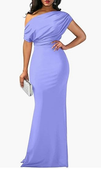 One-Shoulder Maxi Dress Women – Sleeveless Party