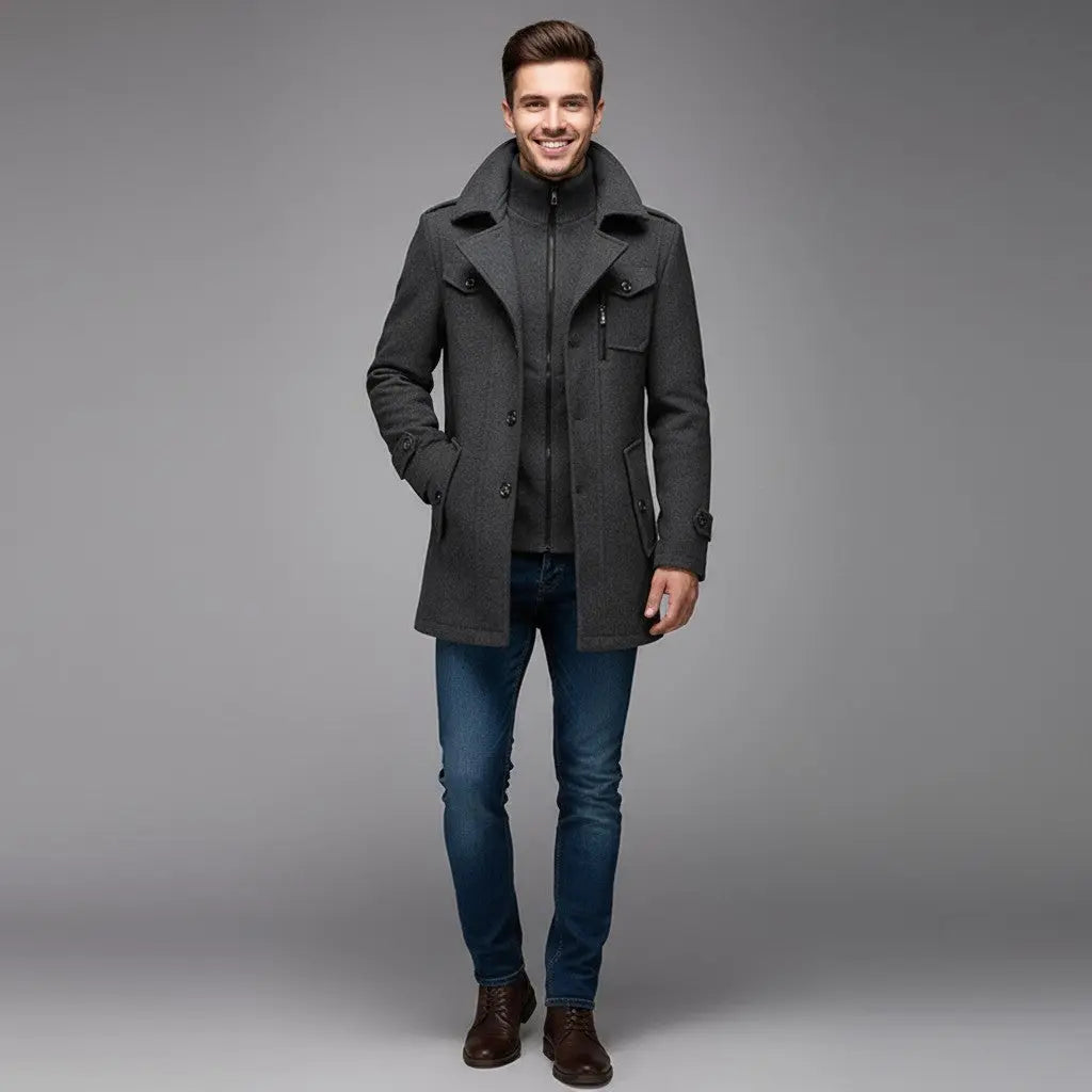 Jonas | Varm Herre Vinterfrakke med Dobbelt Lag