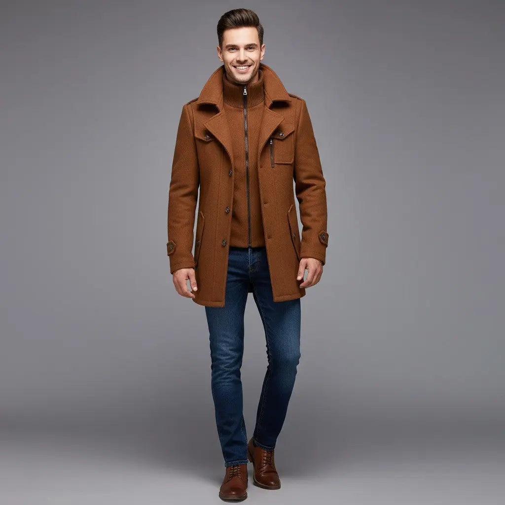 Jonas | Varm Herre Vinterfrakke med Dobbelt Lag