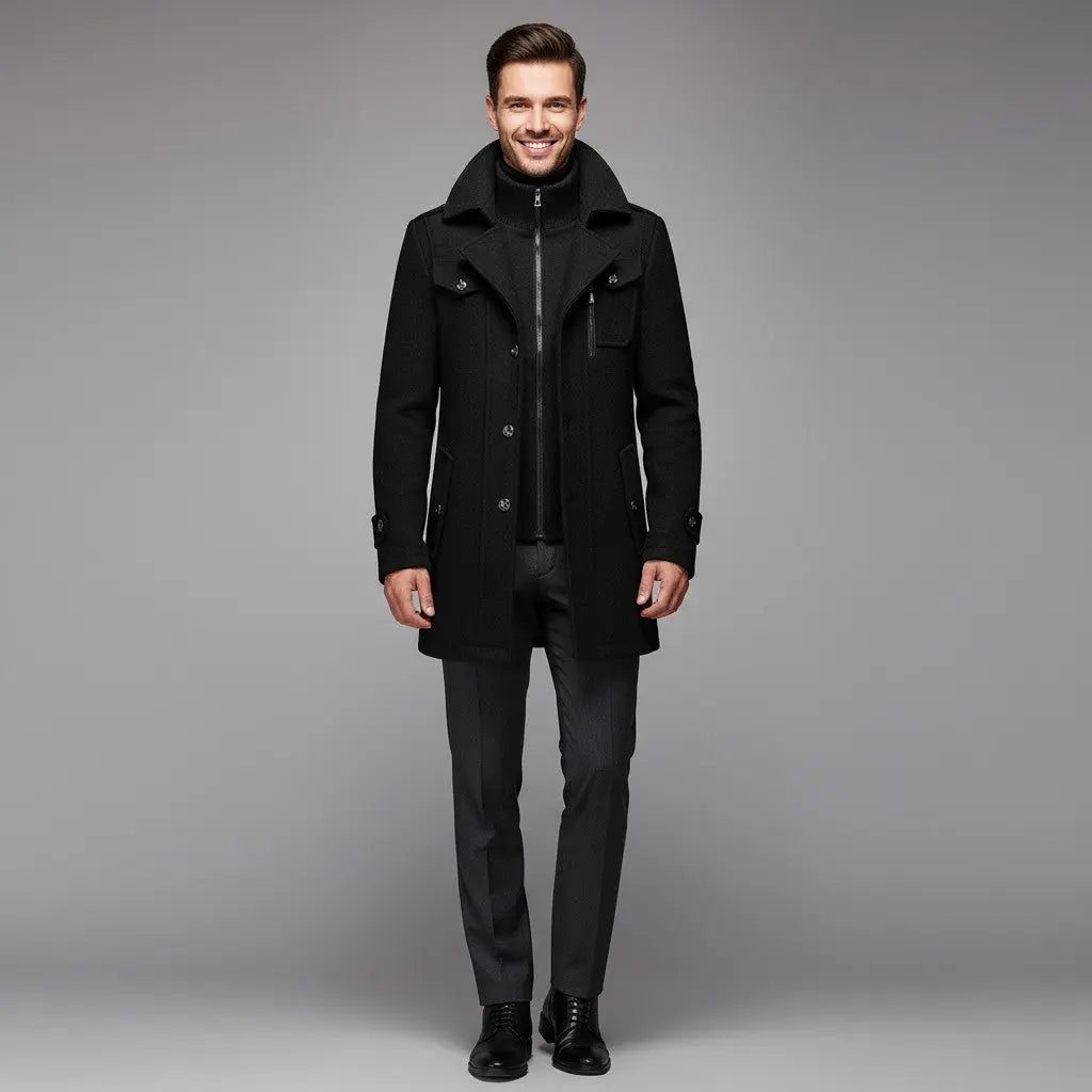 Jonas | Varm Herre Vinterfrakke med Dobbelt Lag