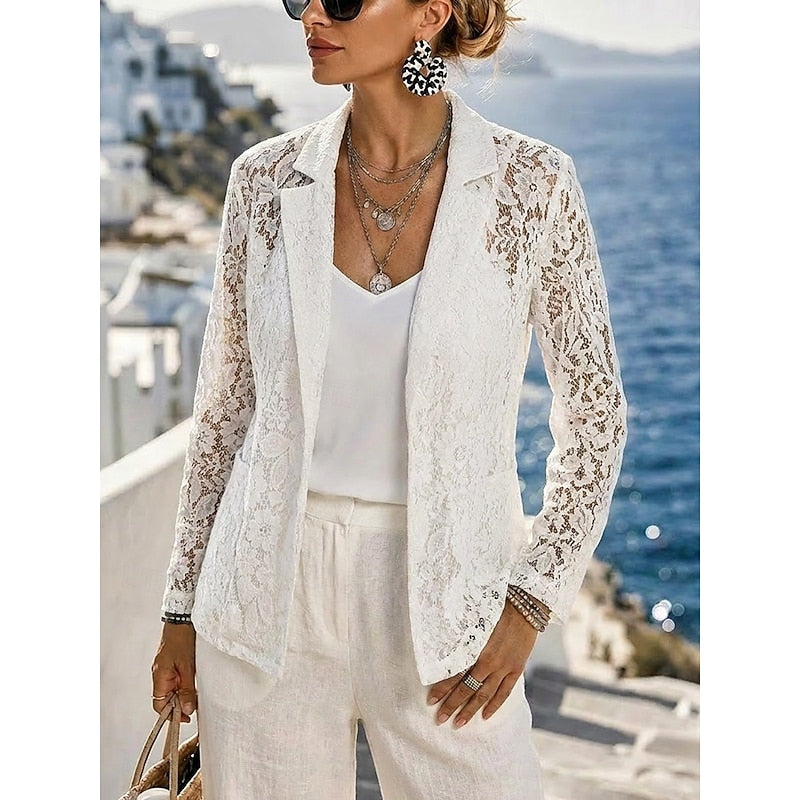Blondeblazer Dame – Let Åben Sommerblazer med Reverskrave