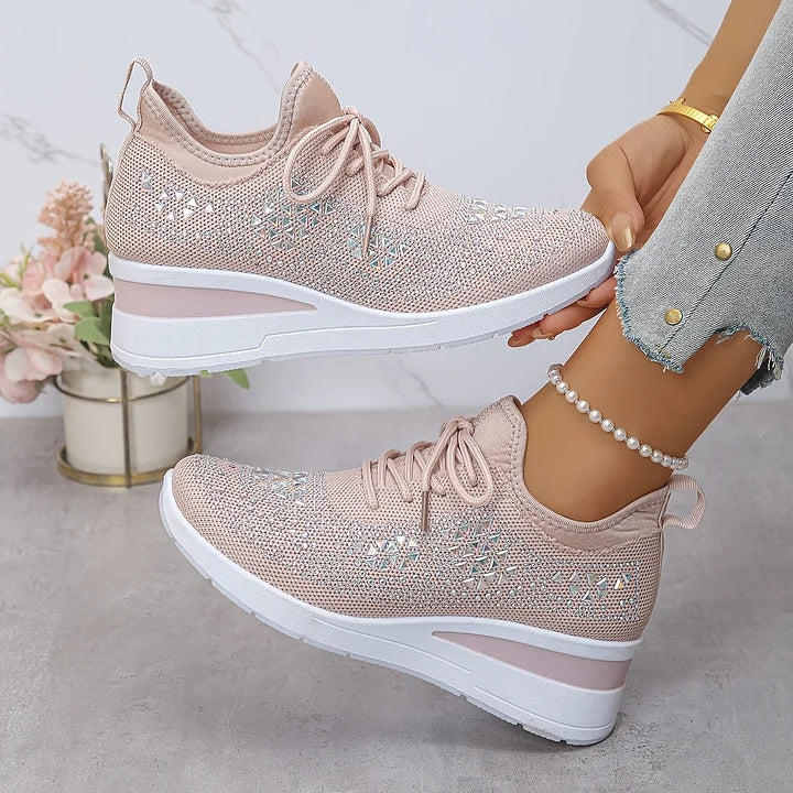 Platform Sneakers Dame Similisten – Snøre med Chunky Sål