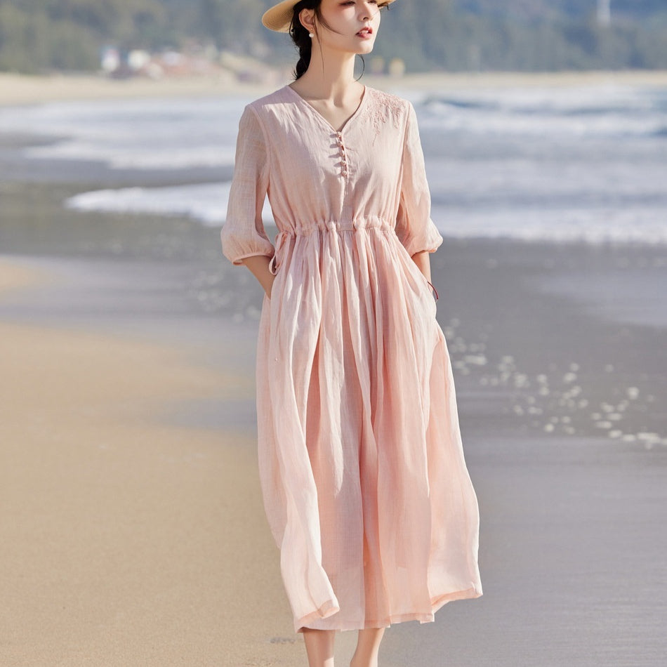 Let Maxikjole Dame Lyserød – Elegant Sommerkjole