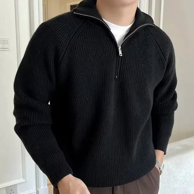 Sweater Herre – Quarter-Zip med Stribedetalje – Behagelig Pasform til Hverdagsbrug - 