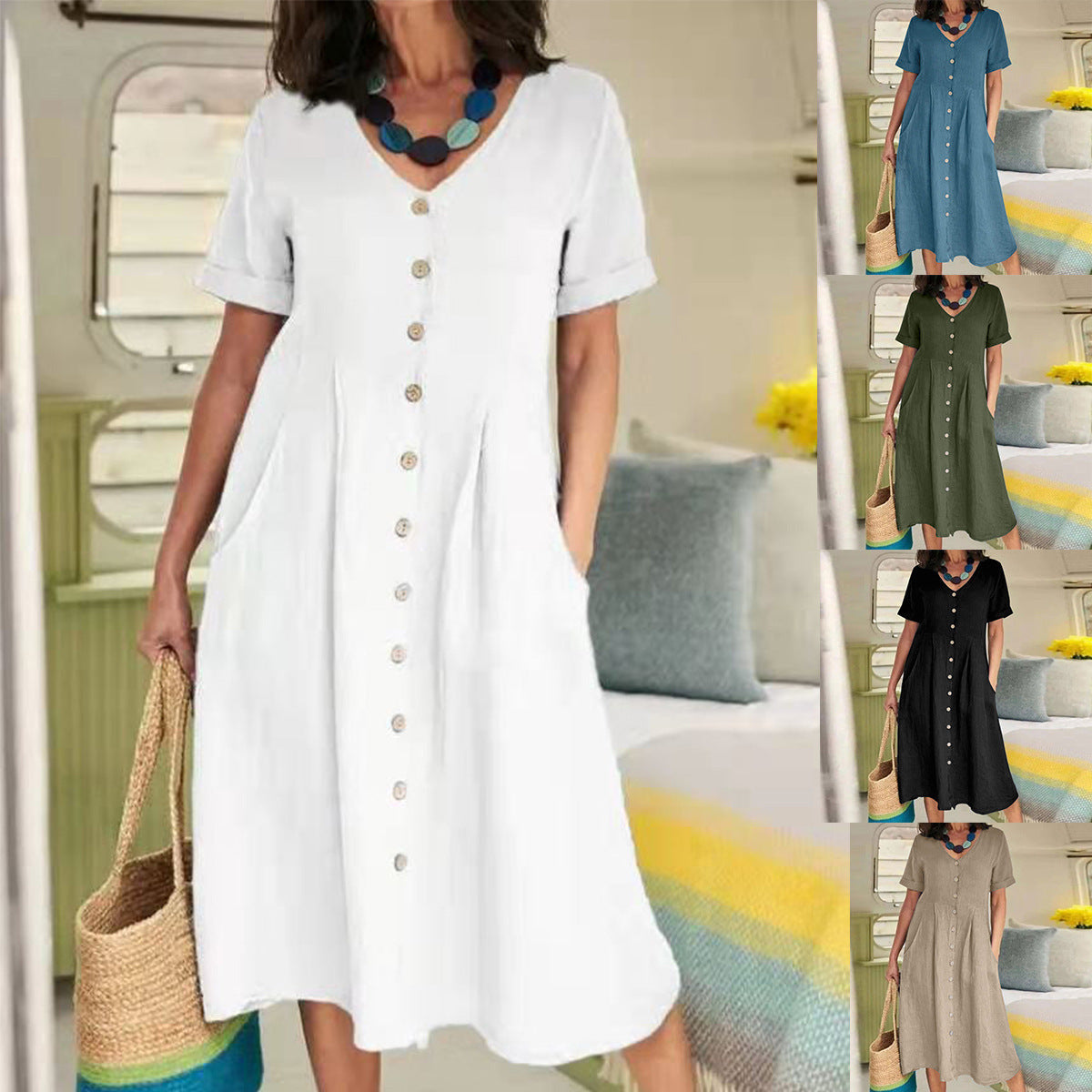 Button-Front Shirt Dress Women – Light Summer Dress